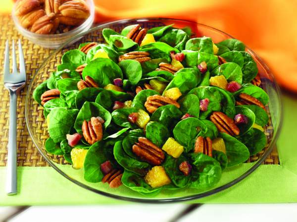 Spinach Salad with Oranges, Georgia Pecans and Pancetta