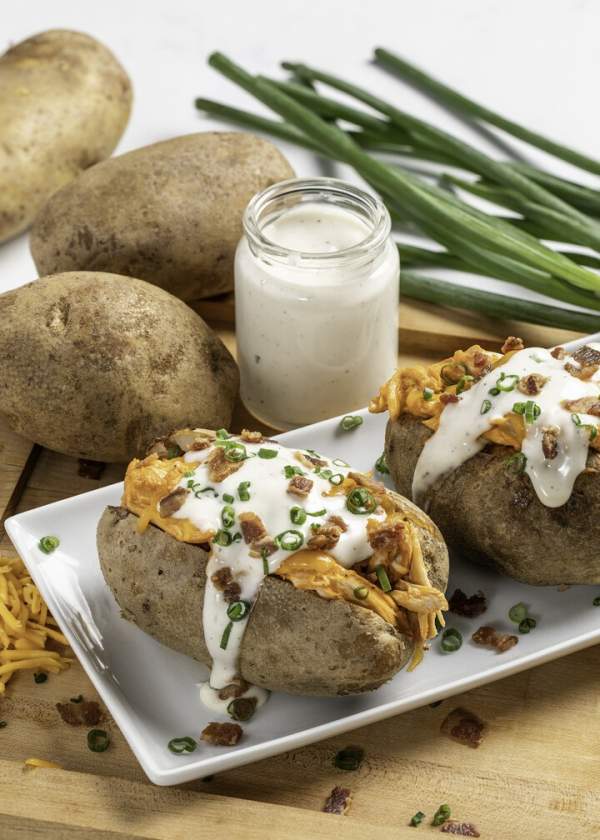 Buffalo-Ranch Loaded Baked Potatoes