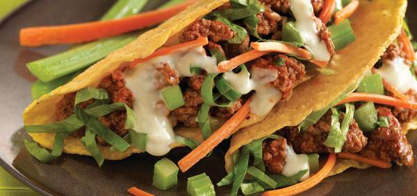 Buffalo-Style Beef Tacos
