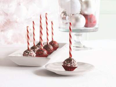 Candy Cane Brownie Lollipops