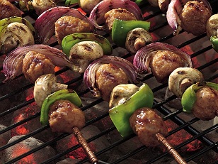Grilled Sweet-and-Sour Meatbal Kabobs
