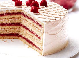 Raspberry Laced Vanilla Cake