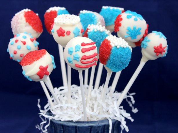 Red, White and Blue Cake Pops