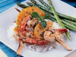 Shrimp and Peach Skewers recipe
