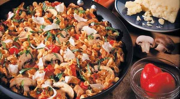 Rustic Asiago Chicken Portobello Skillet recipe