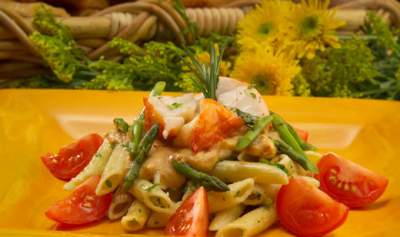 Lobster with Tomato-Herb Penne Pasta