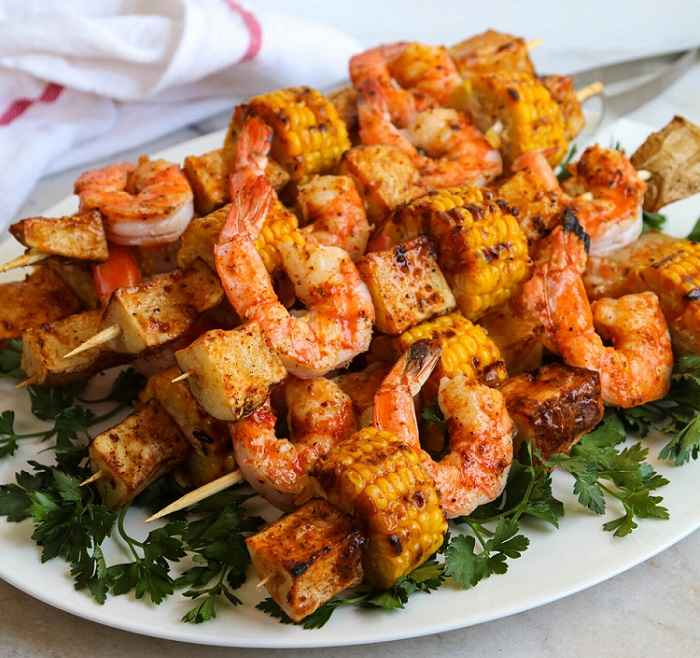Grilled Cajun Shrimp and Potato Skewers