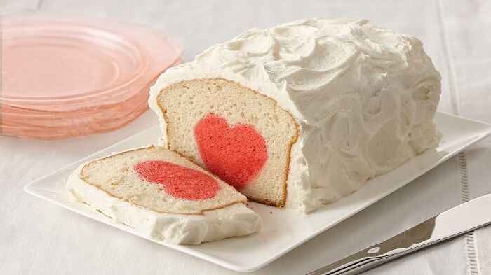 Surprise Raspberry Heart Cake