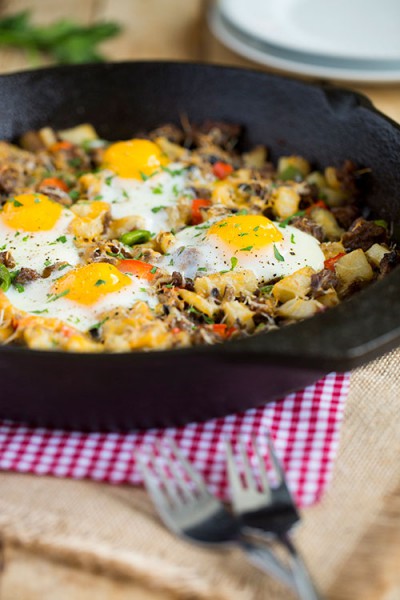 Potato Hash with Eggs and Mushrooms