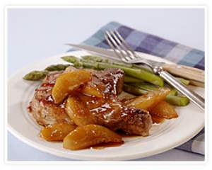 Pan-Seared Chops with Pear and Soy-Ginger Glaze