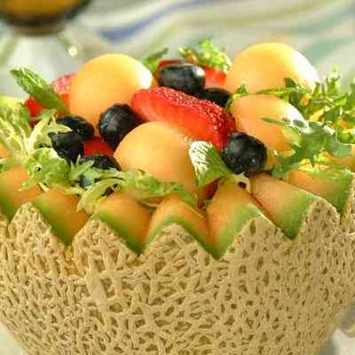 Fruit Filled Cantaloupe Baskets